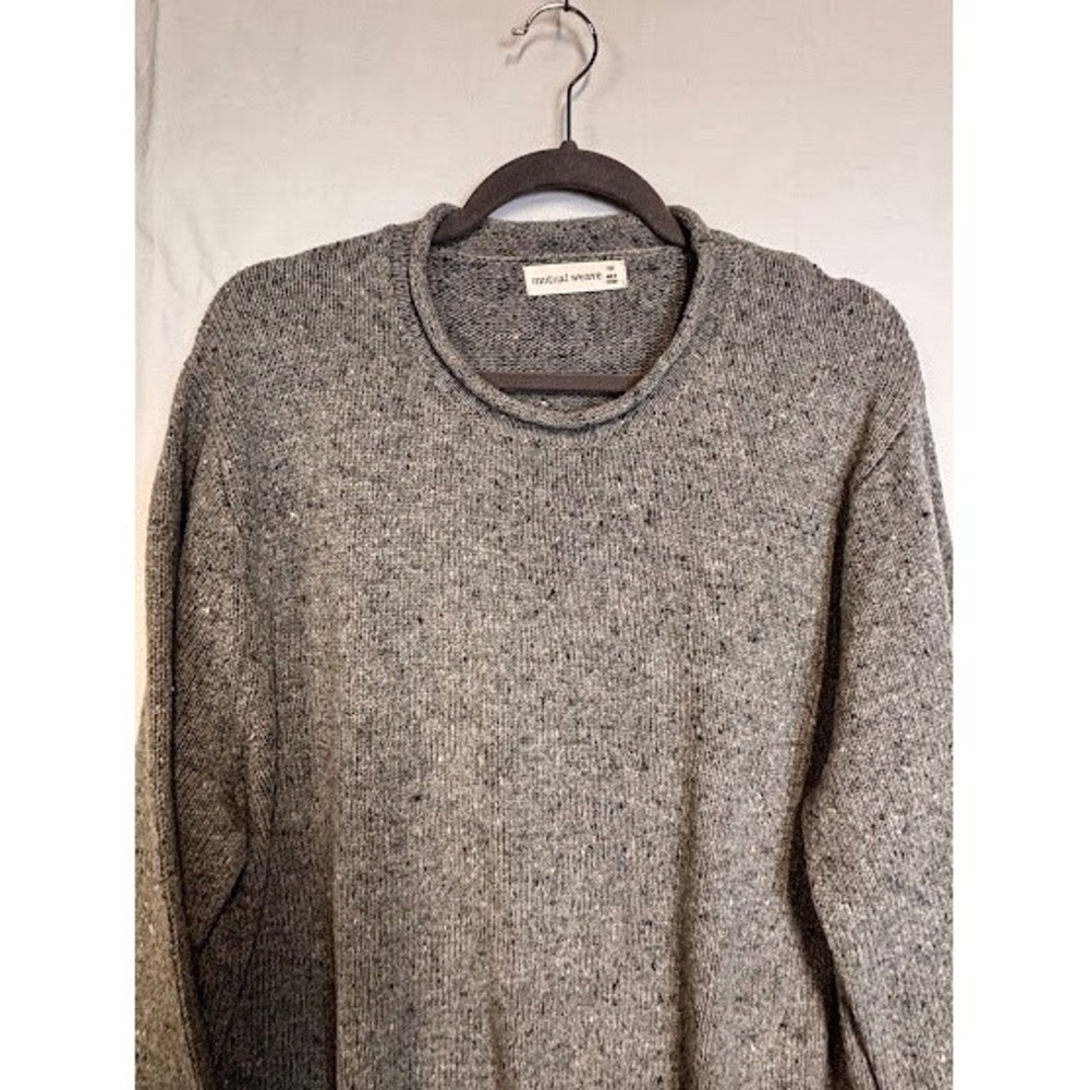Mutual Weave Mens XXL Grey Flecked Crewneck Sweater Cotton Blend Long Sleeve